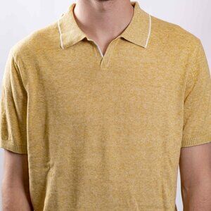 Stitch Note Johnny Collar Polo - Oldgold